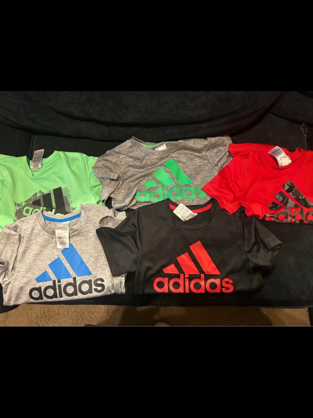adidas Kids Short-Sleeve Logo Tees - Black, Red, Gray, Green, Blue, Neon Green